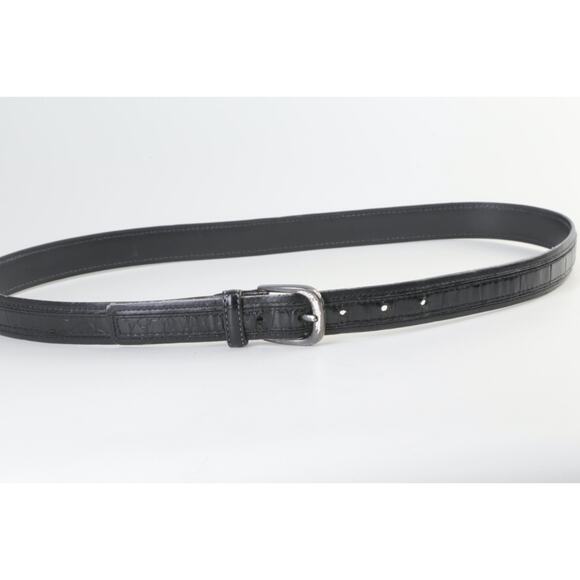 Vintage Black Croc Embossed Classic Belt Alligator Print Leather Size 34 / 85 main image 8